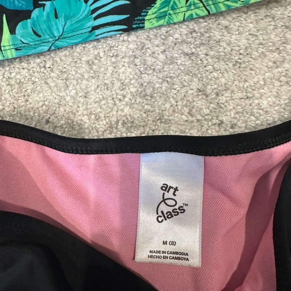 Art Class Girl’s Tropical Print Bikini Set - Black and Pink - Picture 2 of 2